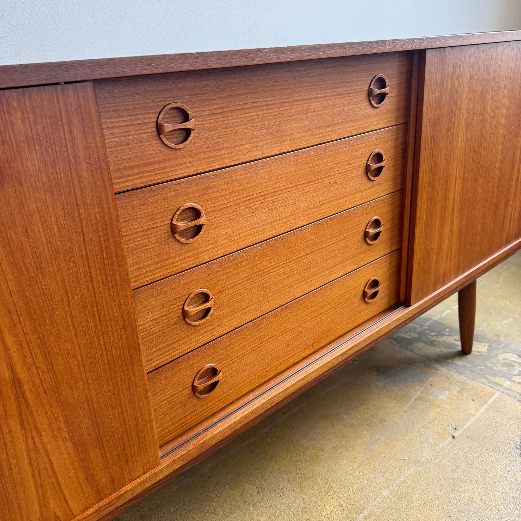 Danish Modern Teak Sideboard with 4 Drawers (Refinished)