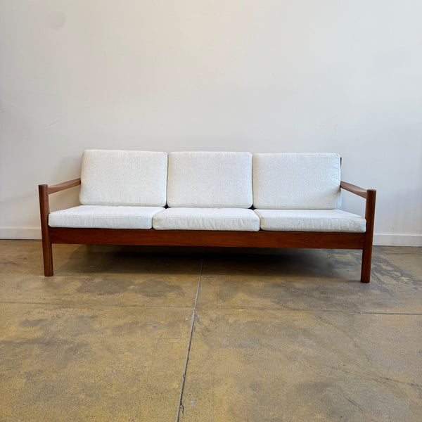 Danish Modern Dyrlund Teak Three Seater Sofa (New Upholstery)