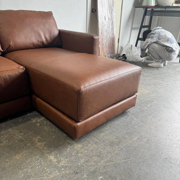 Crate and Barrel Gather Deep Leather Sectional Sofa