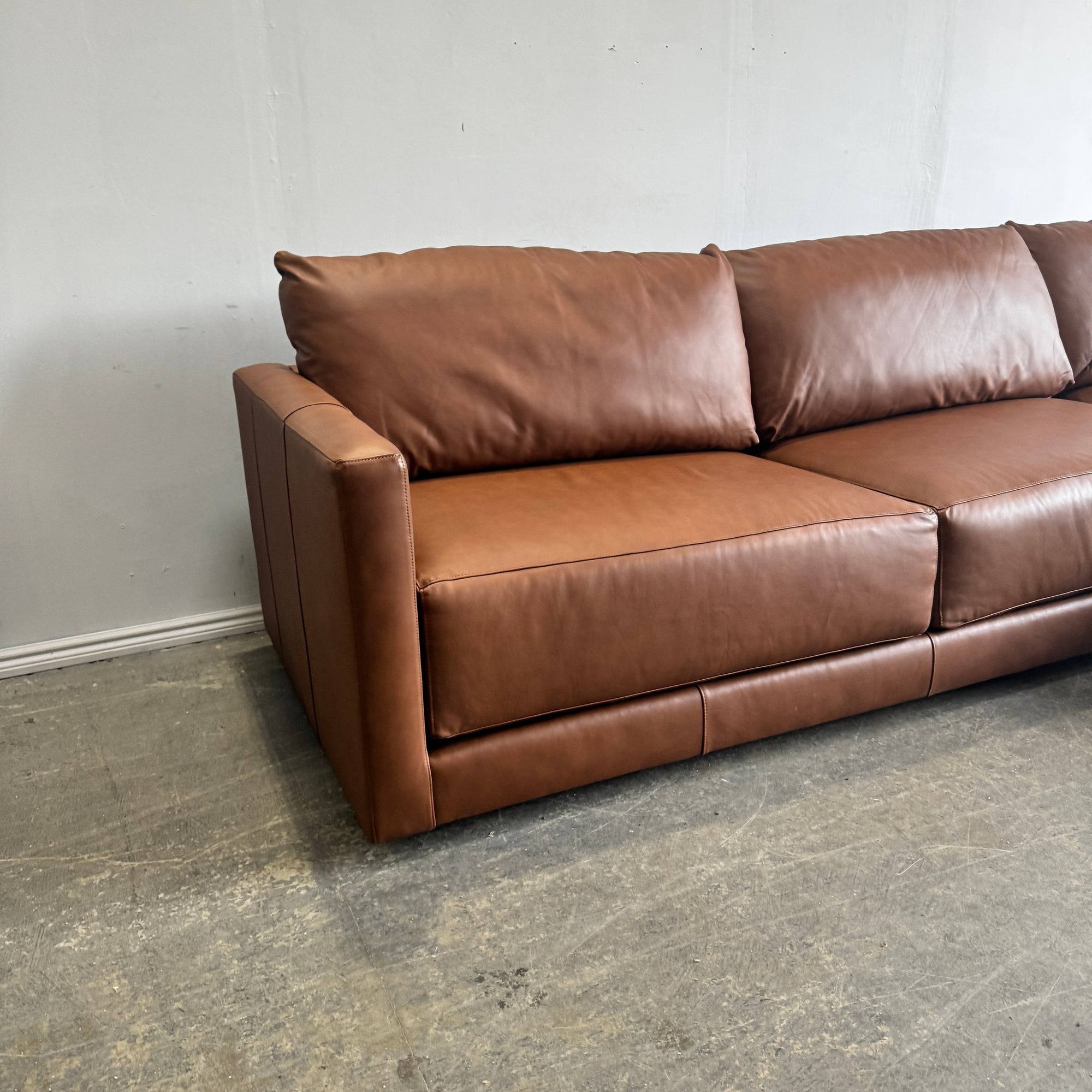 Crate and Barrel Gather Deep Leather Sectional Sofa