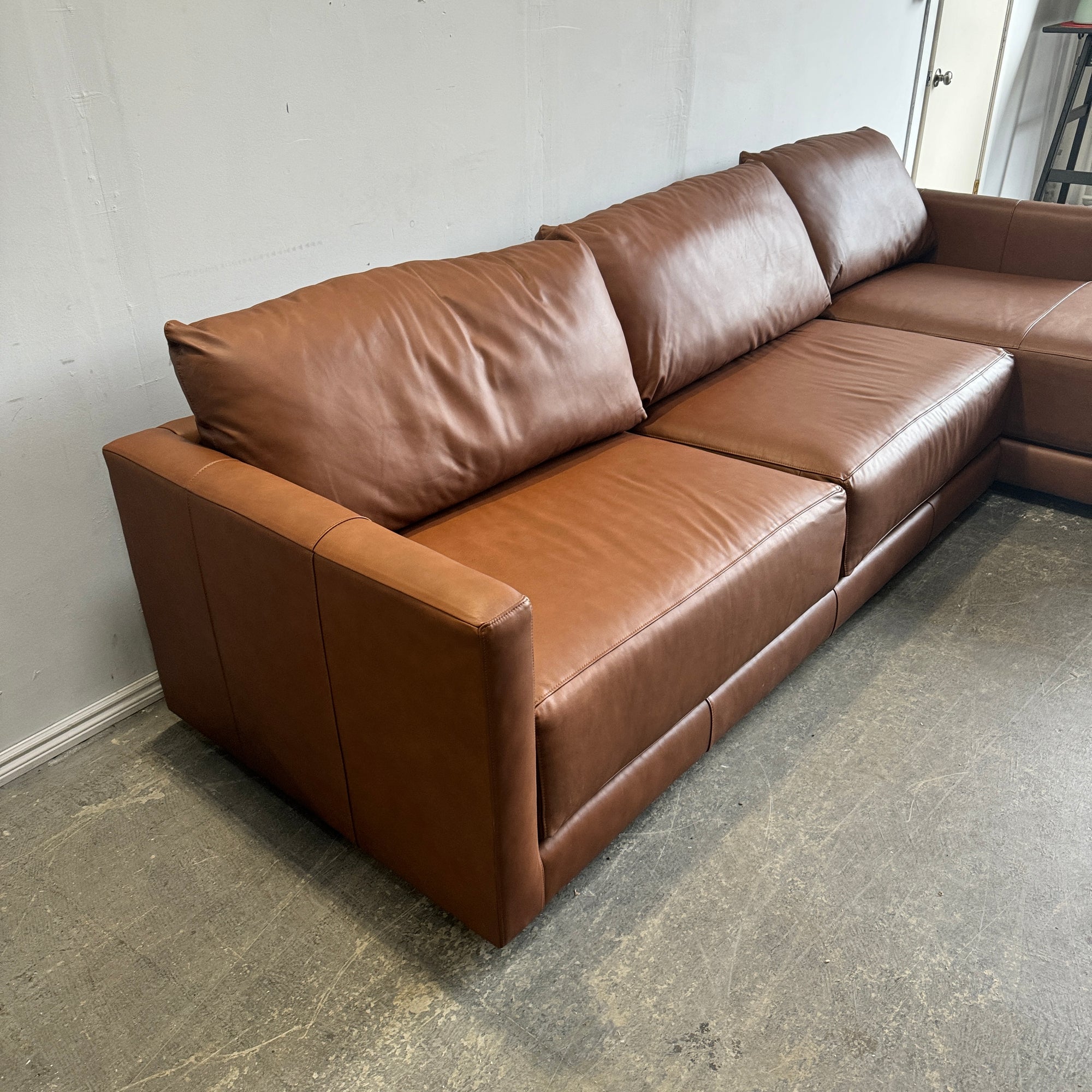 Crate and Barrel Gather Deep Leather Sectional Sofa