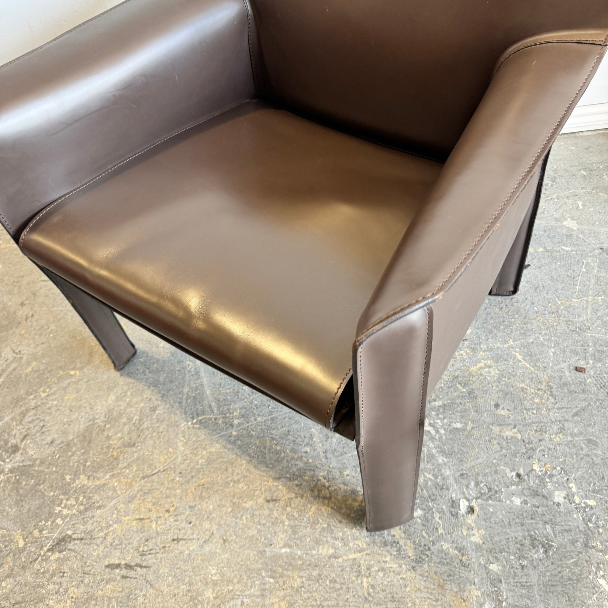 Cassina Mario Bellini Cab 414 Leather Arm Chair