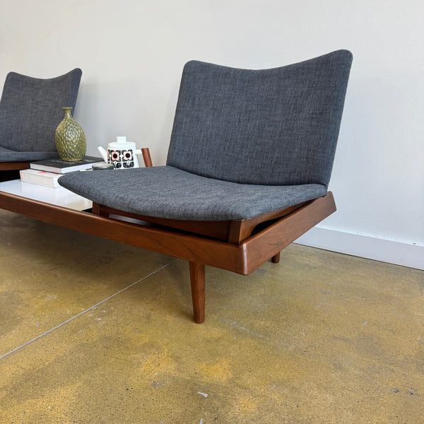 Vintage! Modular Walnut Sofa Bench with table by Gerald McCabe (New Upholstery)