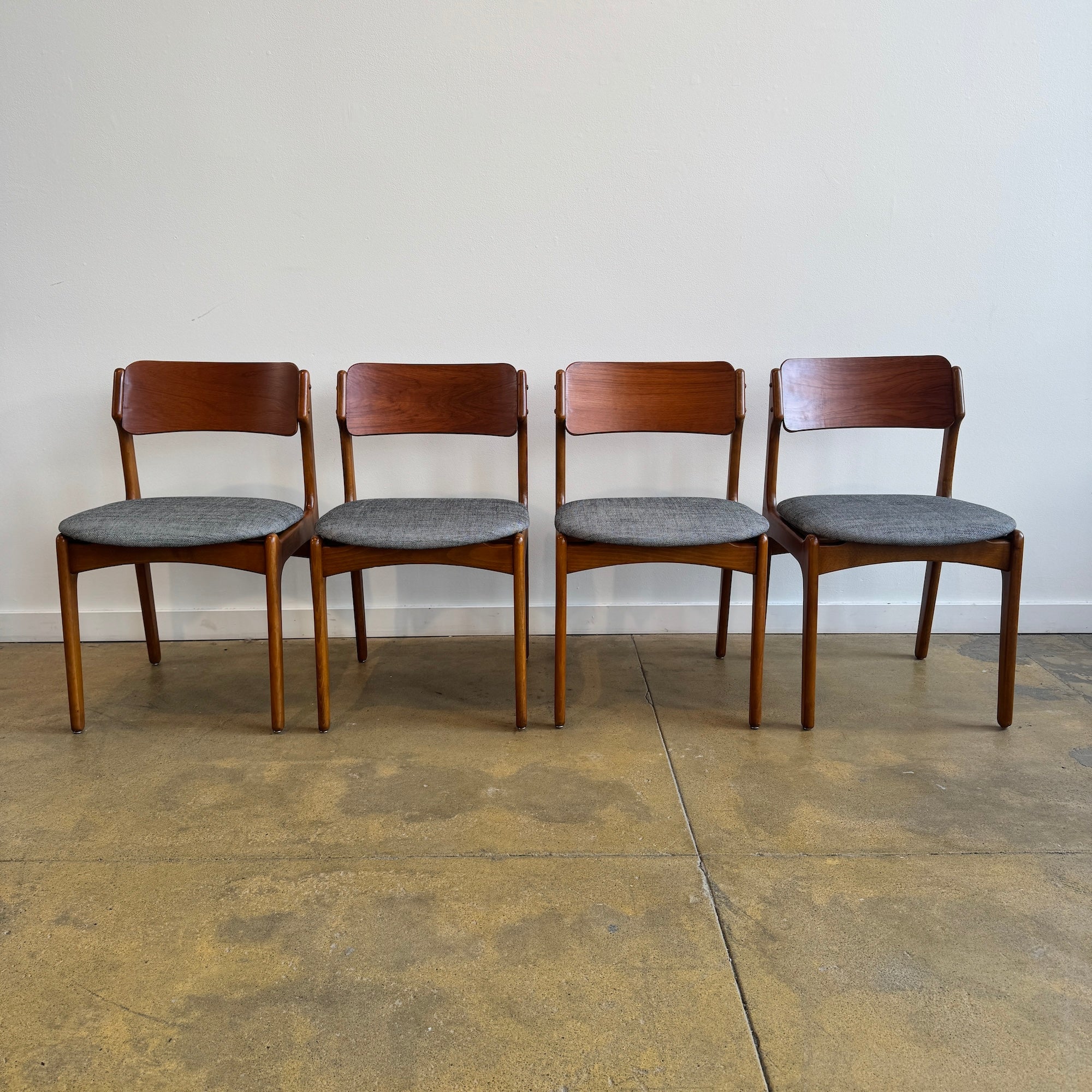 Danish Modern Teak set of 4 dining chairs by Erik Buch for O.D. Mobler