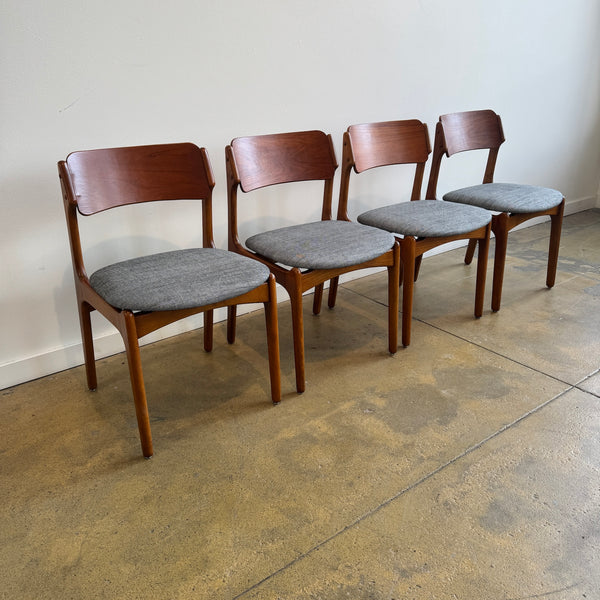 Danish Modern Teak set of 4 dining chairs by Erik Buch for O.D. Mobler