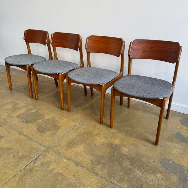 Danish Modern Teak set of 4 dining chairs by Erik Buch for O.D. Mobler