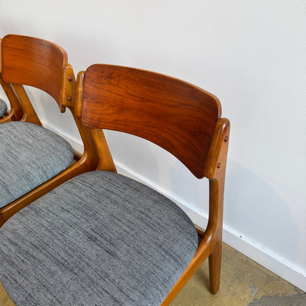 Danish Modern Teak set of 4 dining chairs by Erik Buch for O.D. Mobler