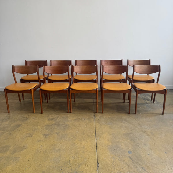 Danish Modern "Set of 10" Teak dining chairs by P.E. Jørgensen (New Upholstery)