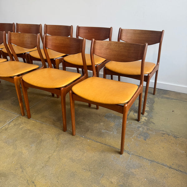 Danish Modern "Set of 10" Teak dining chairs by P.E. Jørgensen (New Upholstery)