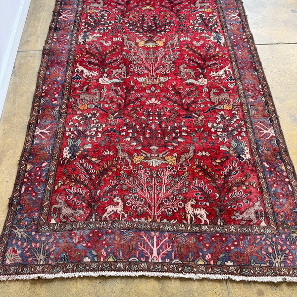 Vintage Persian Birds of Paradise Hand knotted 5X10 Rug