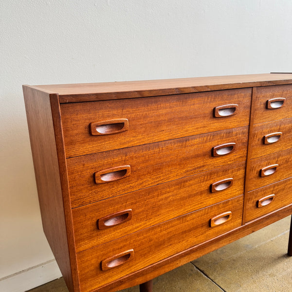 Danish Modern 8 Drawer Lowboy Dresser  (Refinished)