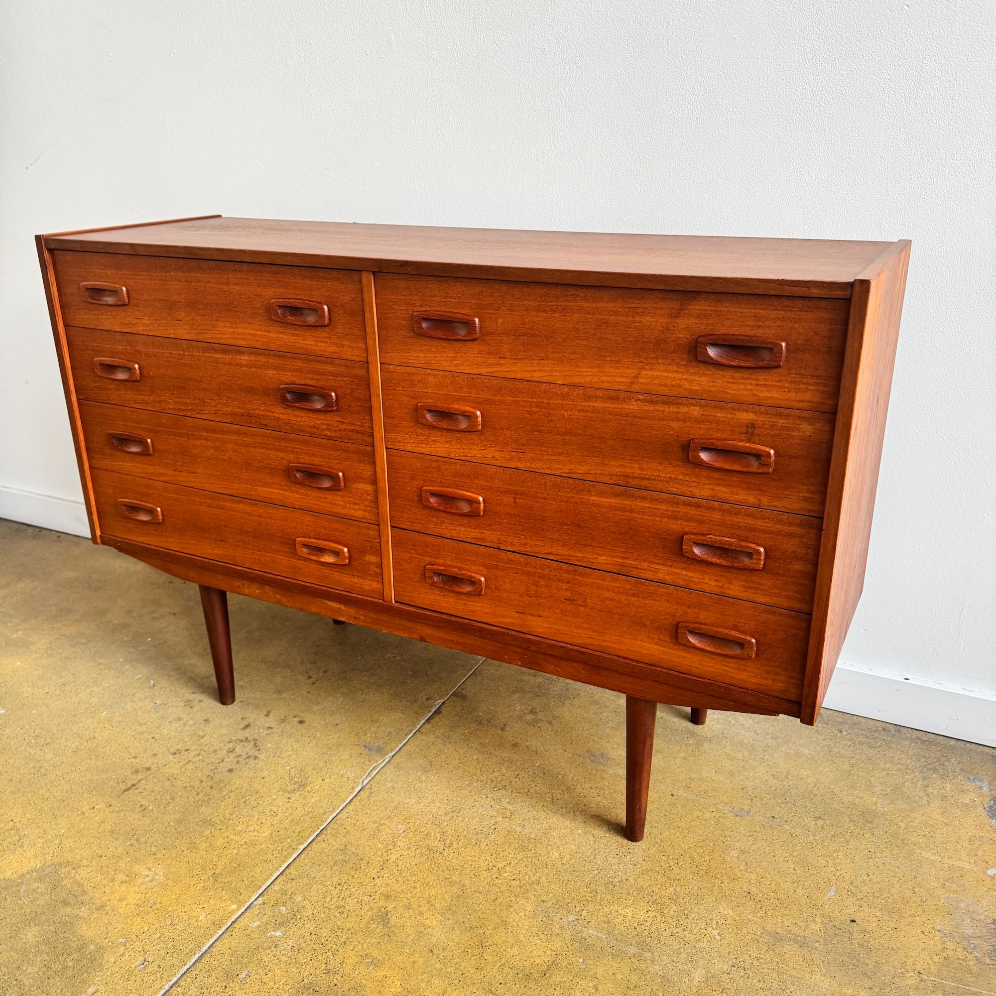 Danish Modern 8 Drawer Lowboy Dresser  (Refinished)