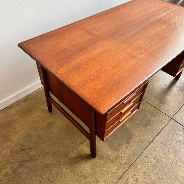 Danish Modern Teak "Model 75" Executive Desk by Gunni Omann (Refinished)