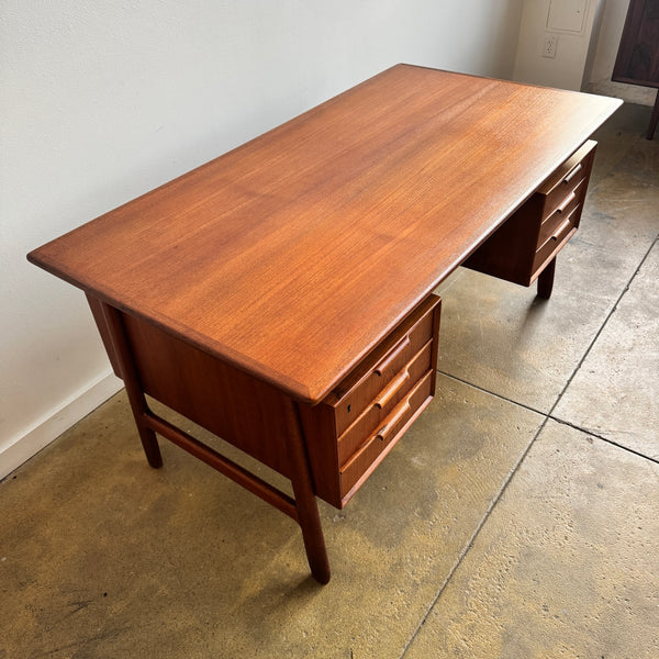 Danish Modern Teak "Model 75" Executive Desk by Gunni Omann (Refinished)