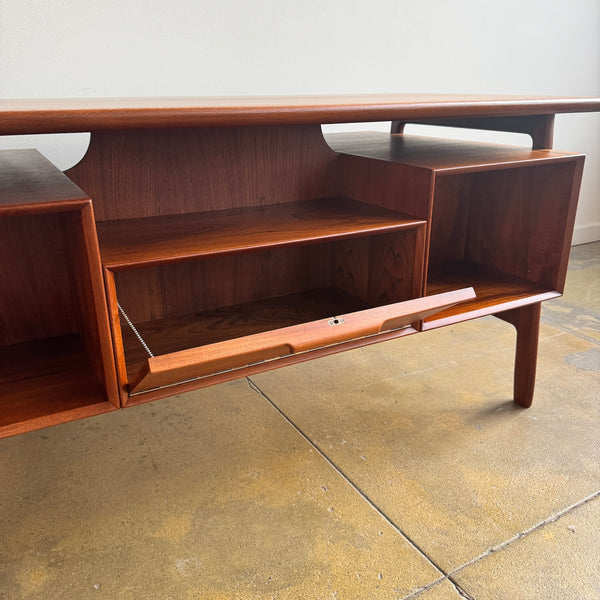 Danish Modern Teak "Model 75" Executive Desk by Gunni Omann (Refinished)