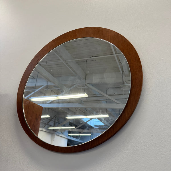 Danish Modern Teak Round Wall Mirror