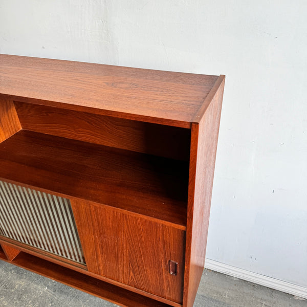 Danish Modern Teak Bookcase Sliding door