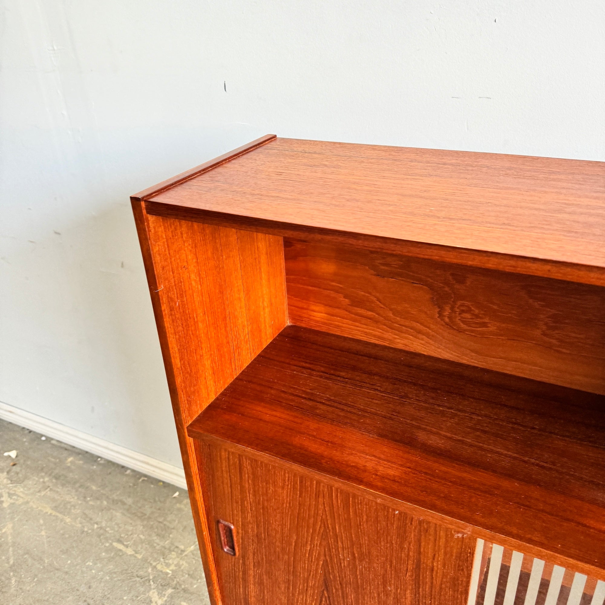 Danish Modern Teak Bookcase Sliding door