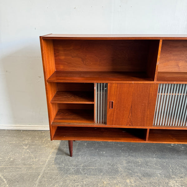 Danish Modern Teak Bookcase Sliding door