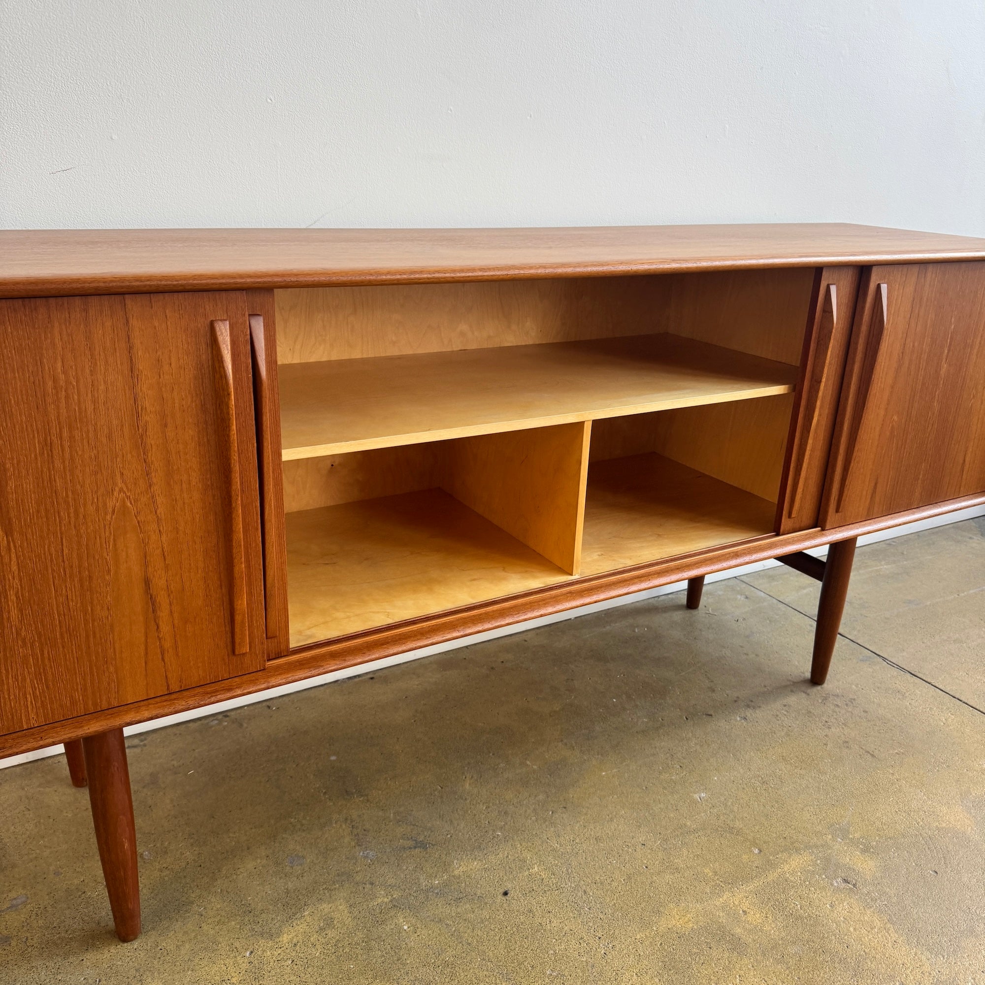 Danish Modern Svend Madsen Curved Bow Front Teak Credenza (Refinished)