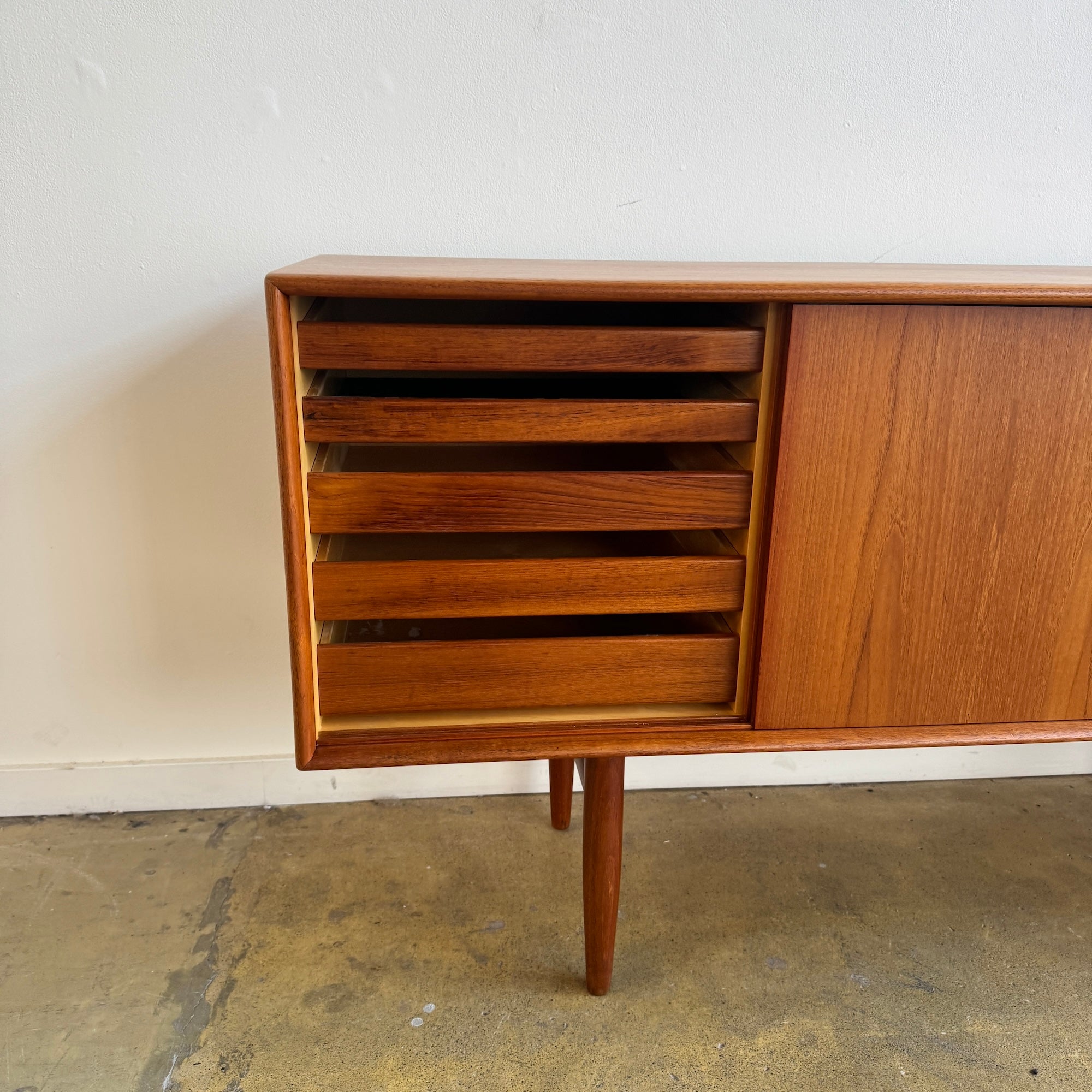 Danish Modern Svend Madsen Curved Bow Front Teak Credenza (Refinished)