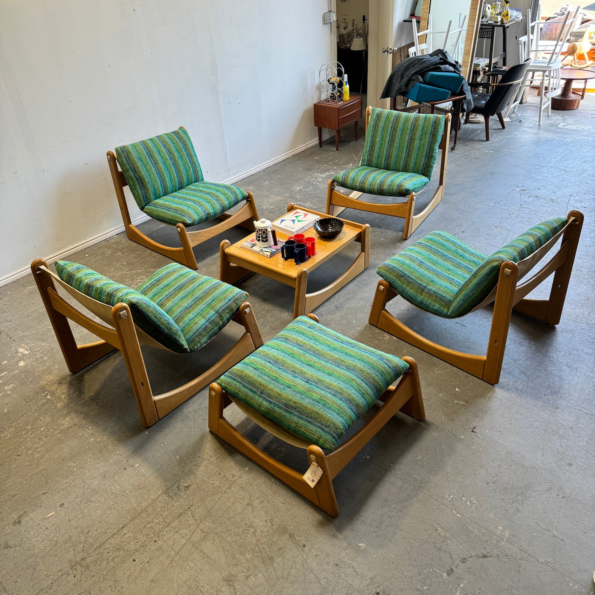 Vintage Brutalist set of 6 Living room set by Carl Straub, 1970s