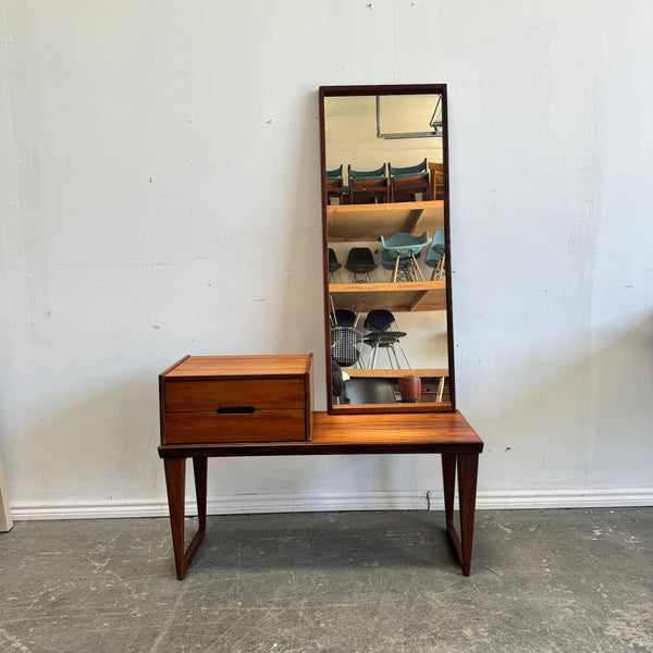 Danish Modern Rare Rosewood Kai Kristiansen for Aksel Kjersgaard Entryway bench with Mirror