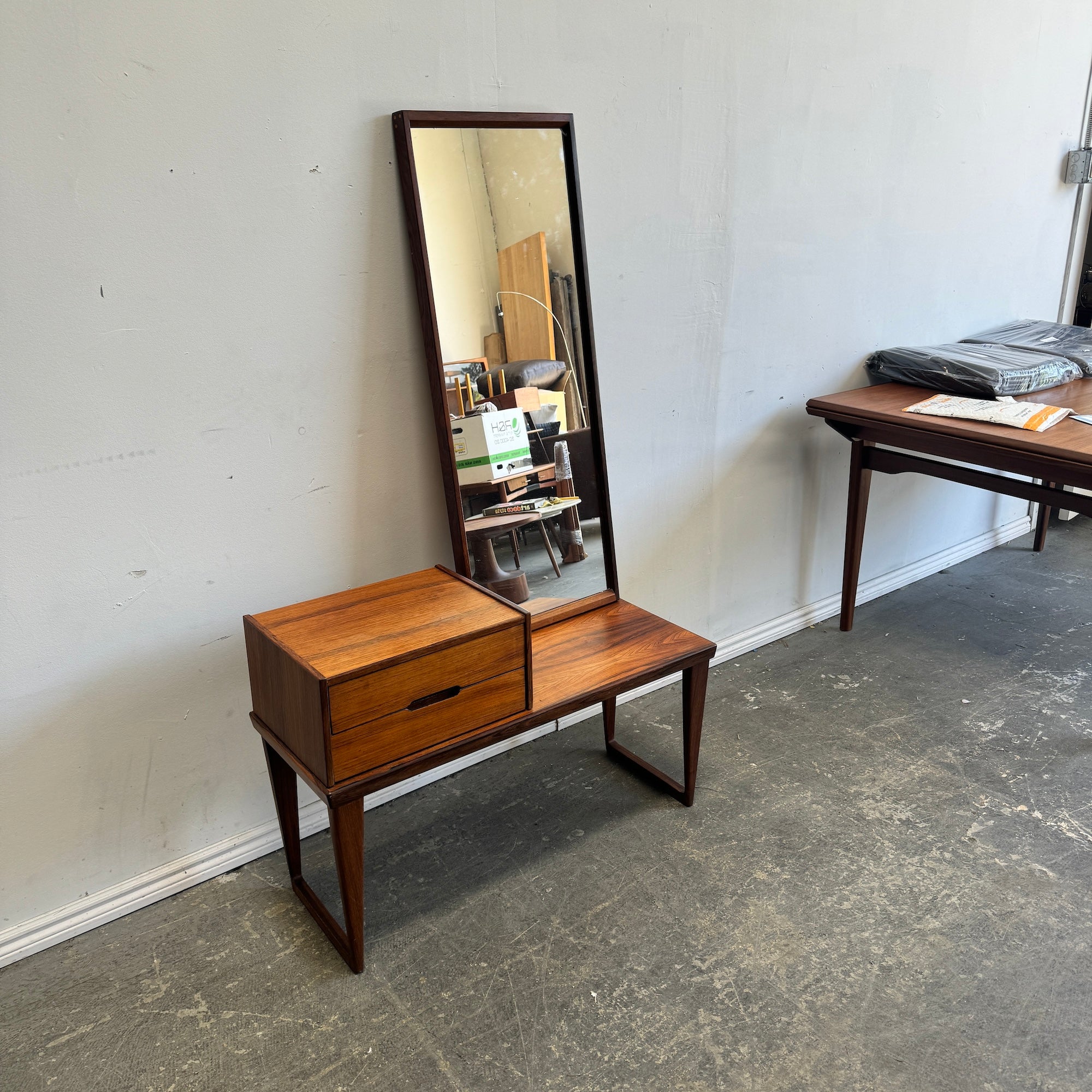 Danish Modern Rare Rosewood Kai Kristiansen for Aksel Kjersgaard Entryway bench with Mirror