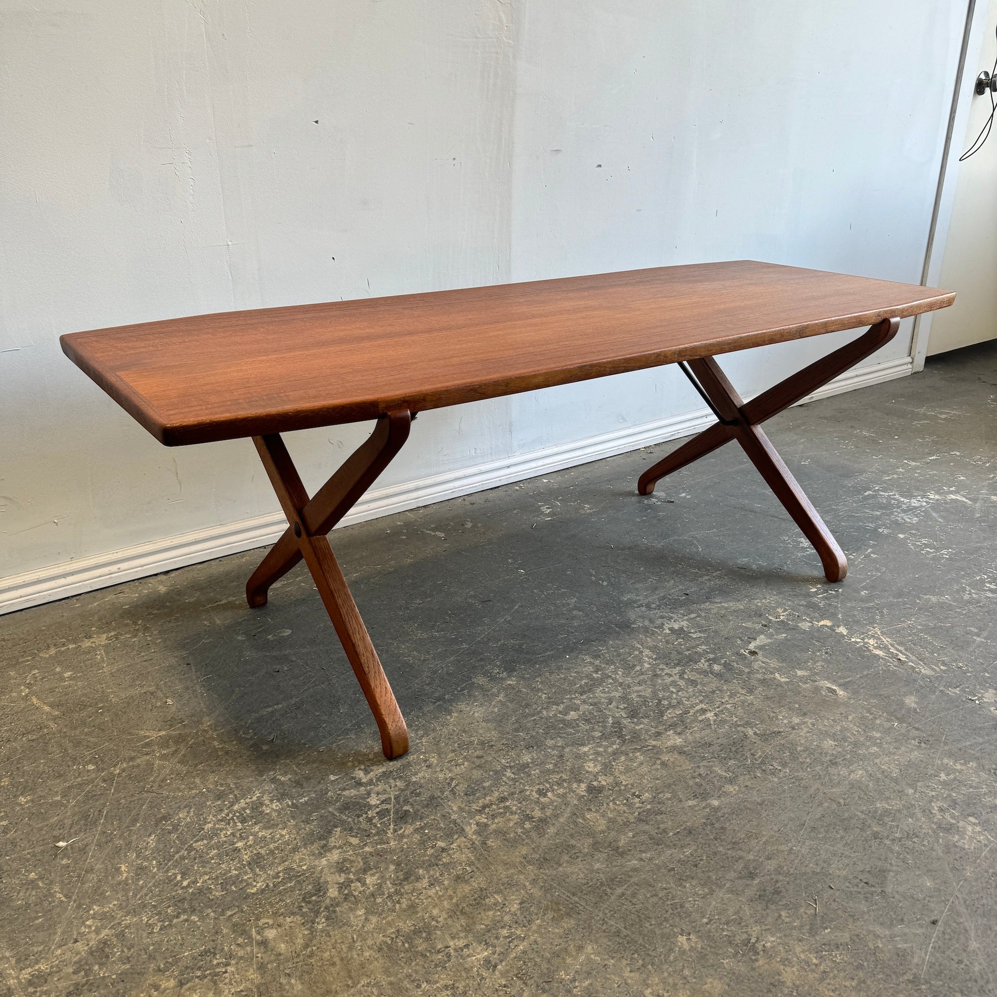 Danish Modern Teak Cross leg coffee table