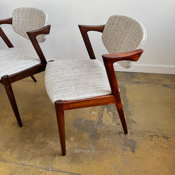 Danish Modern Kai Kristiansen set of 4 Rosewood Model 42 Dining Chairs (New Upholstery + Fully Refinished)