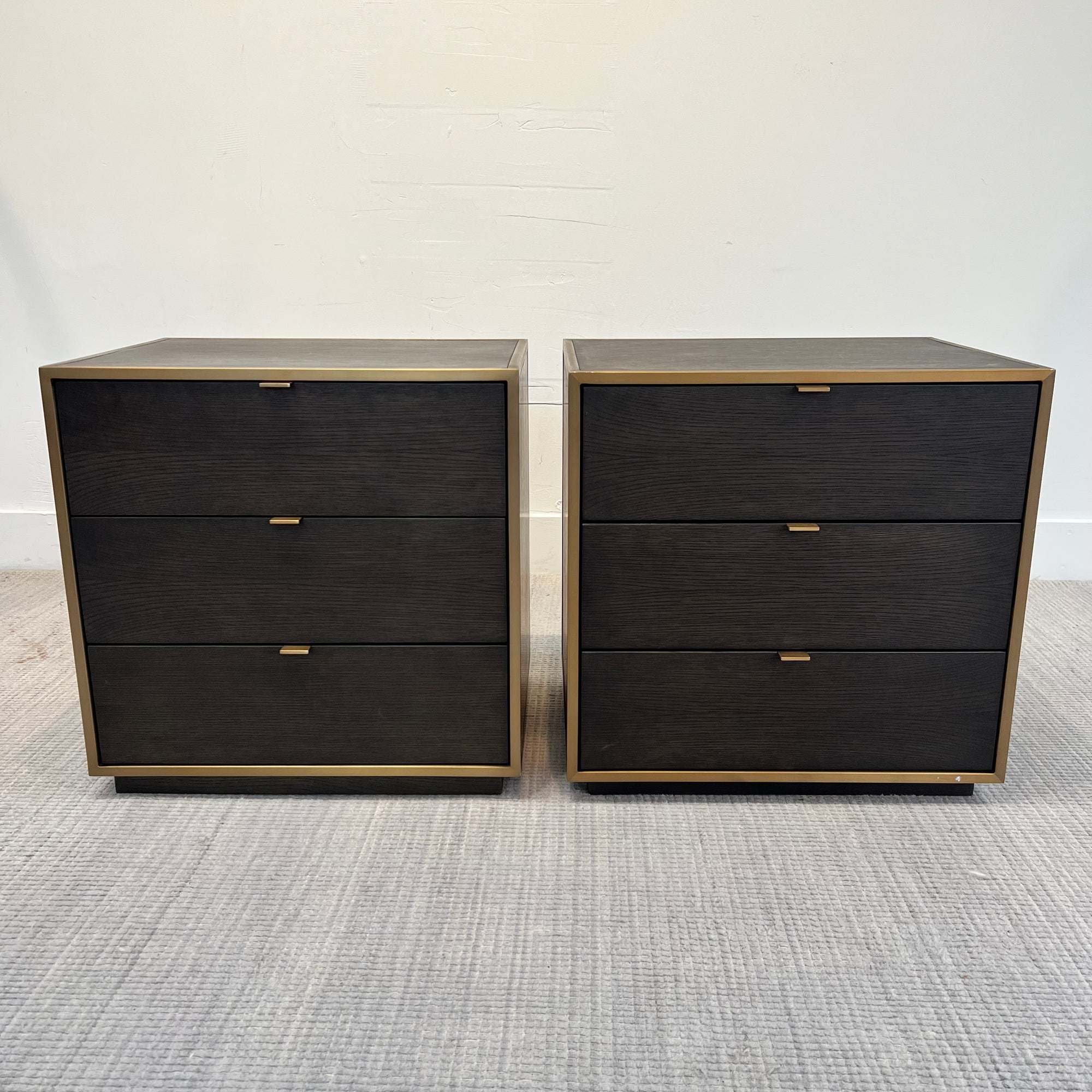 RH Graddon Shagreen Nightstand w/ 2 Drawers. PAIR