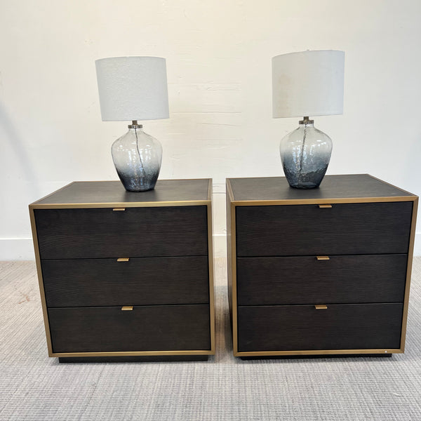 RH Graddon Shagreen Nightstand w/ 2 Drawers. PAIR