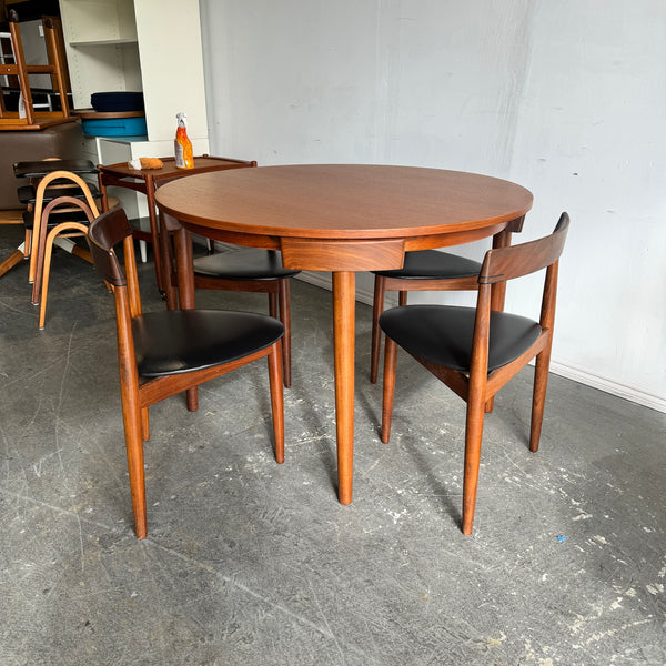 Hans Olsen for Frem Rojle MCM Teak Danish Dinette Game Nesting Table 4 Chairs