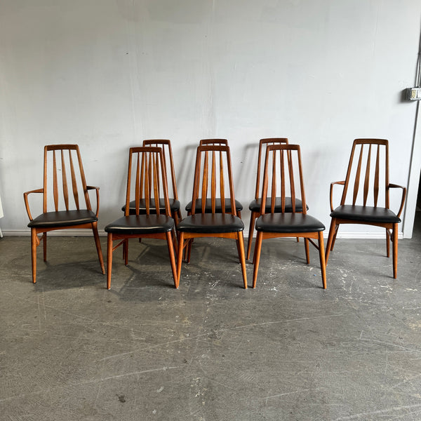 Danish Set of 8 Eva Dining Chairs by Niels Koefoed for Koefoeds Hornslet, 1960s