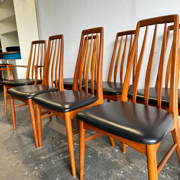 Danish Set of 8 Eva Dining Chairs by Niels Koefoed for Koefoeds Hornslet, 1960s