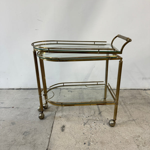 Vintage 20th Century Hollywood Regency Swivel Rolling Bar Cart