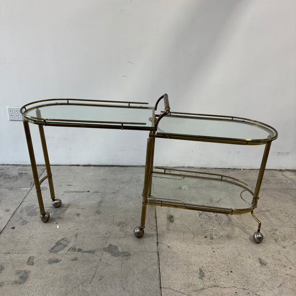 Vintage 20th Century Hollywood Regency Swivel Rolling Bar Cart