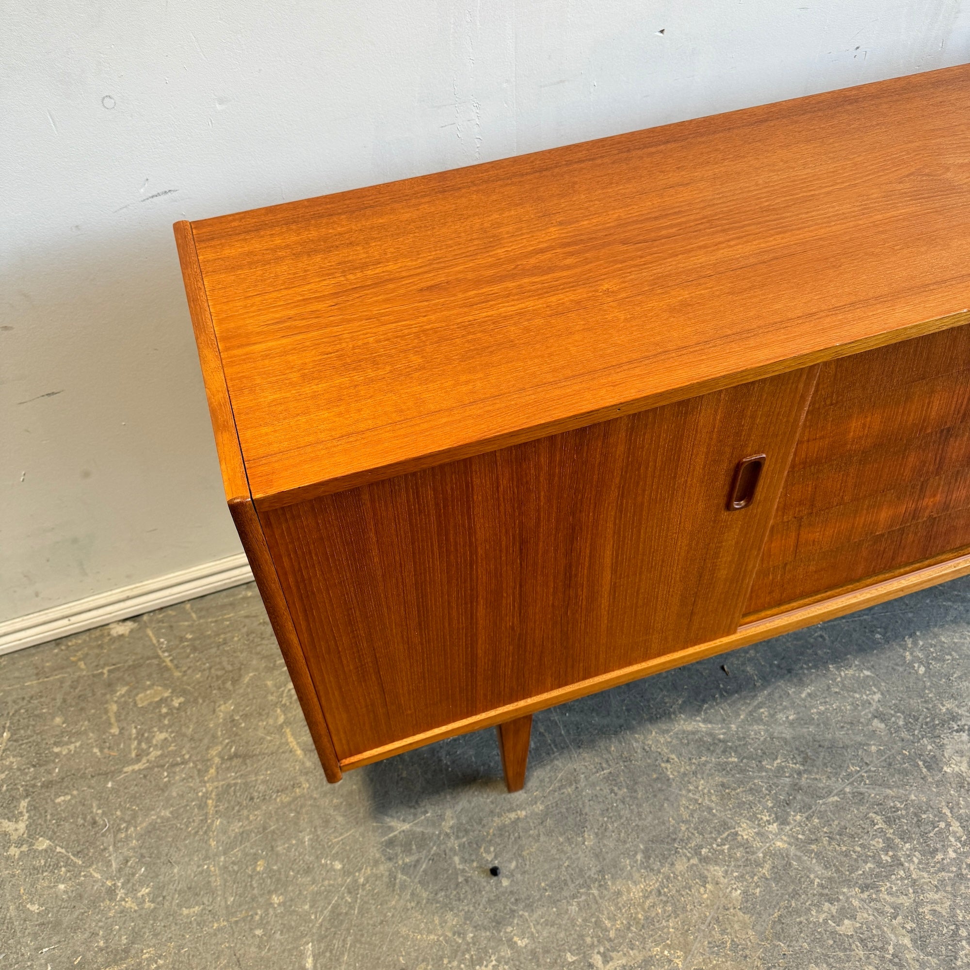 Danish Modern Sideboard Teak 5 drawer double sliding doors