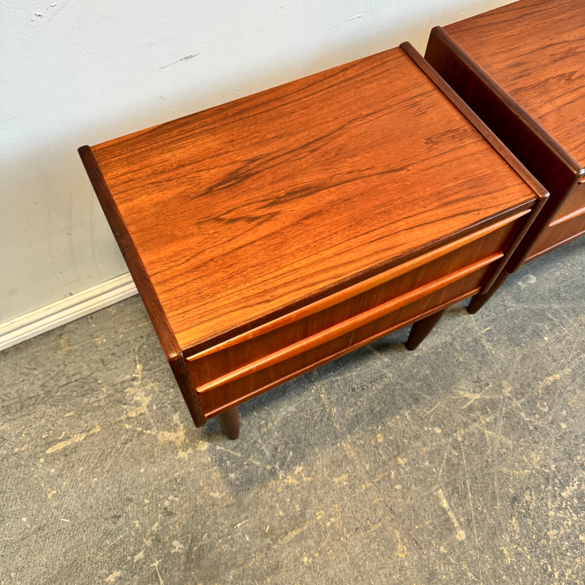 Danish Modern set of 2 Teak Nightstands with two drawer