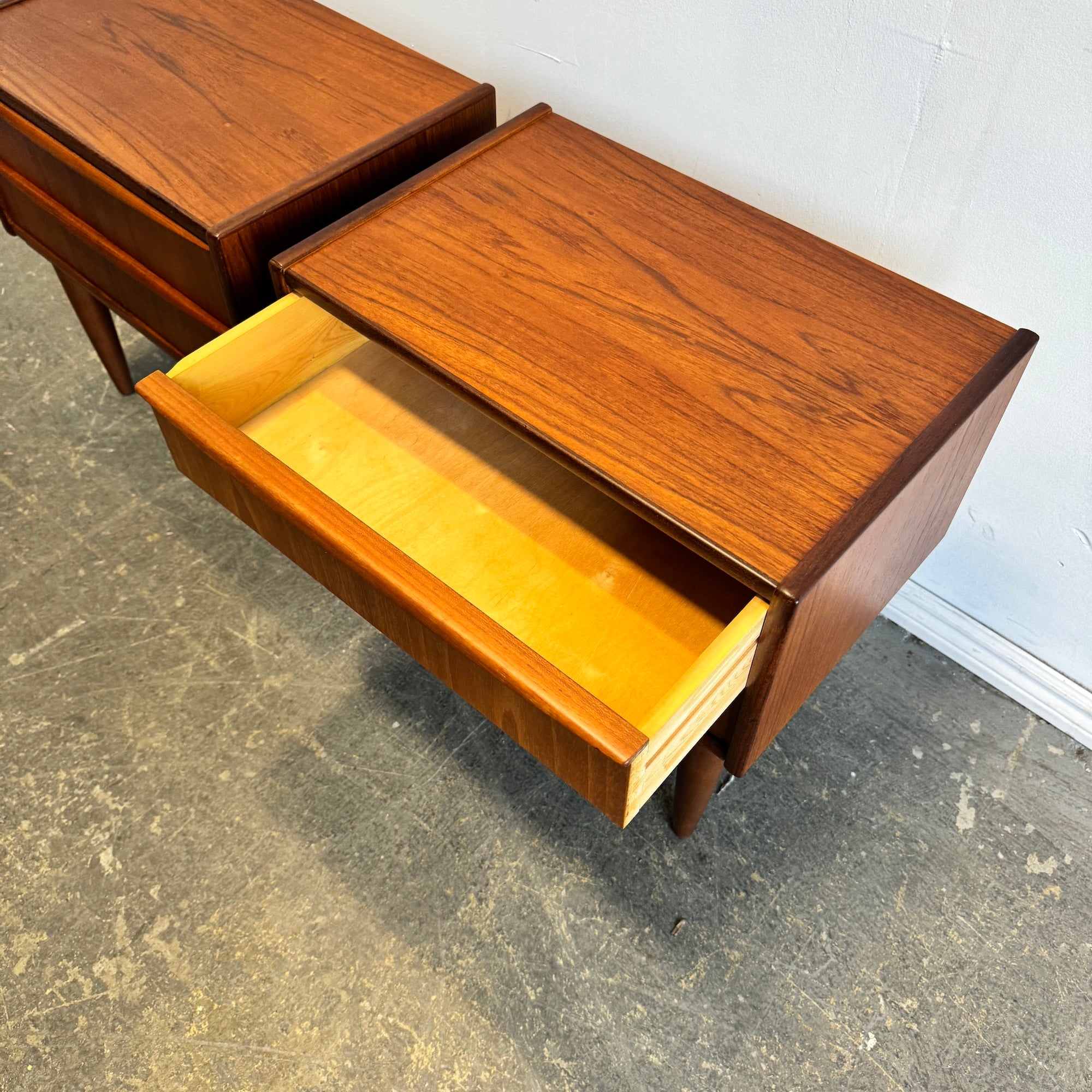 Danish Modern set of 2 Teak Nightstands with two drawer