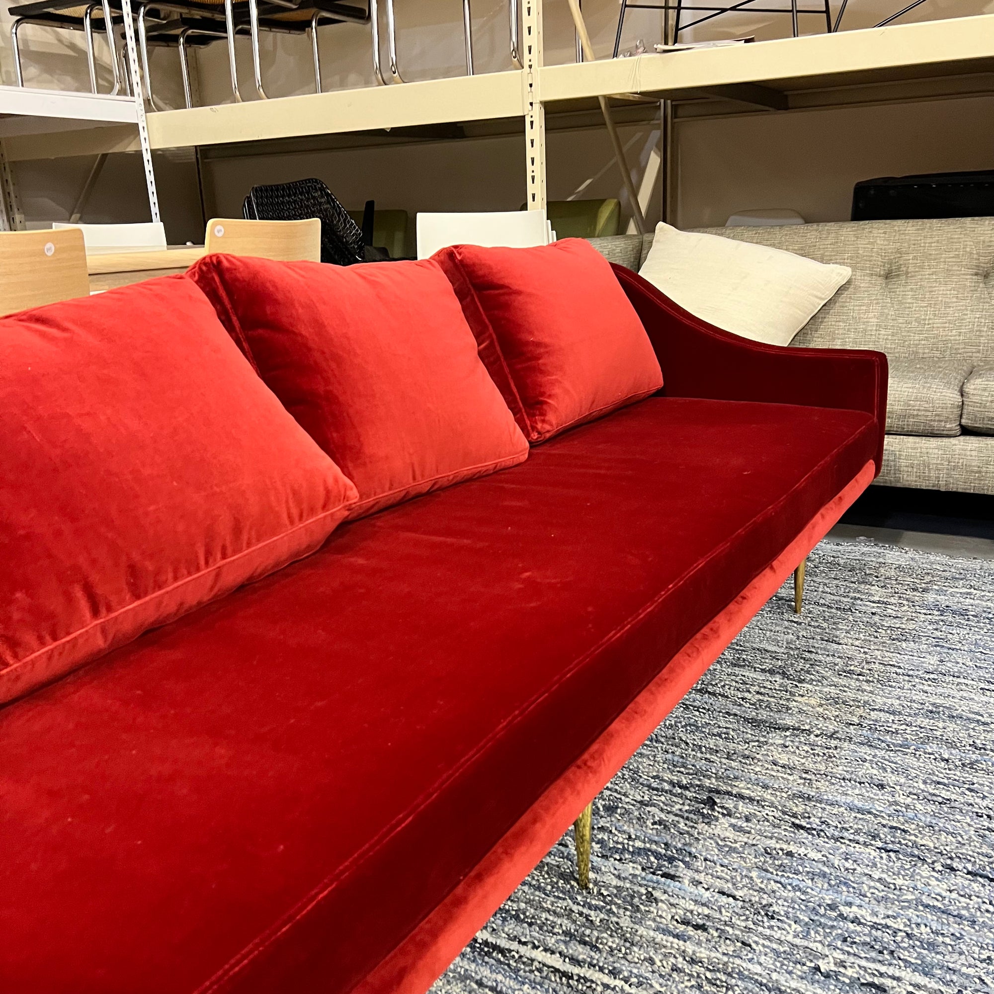 Organic Modernism Florence Red Velvet Sofa