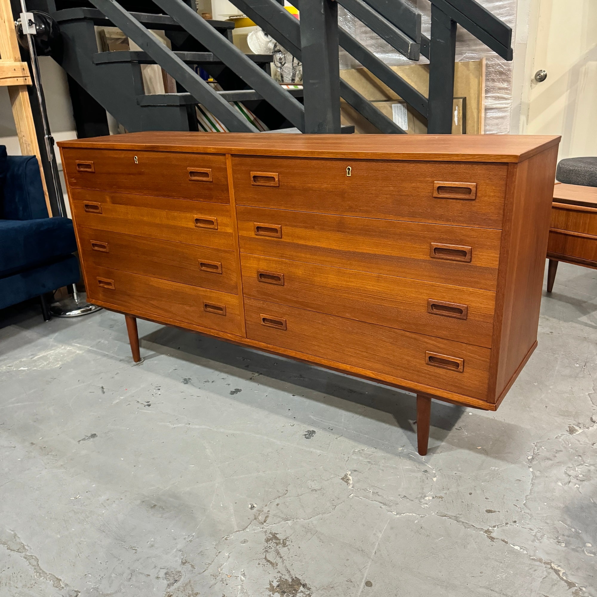 Danish Modern 8 Drawer Teak Dresser