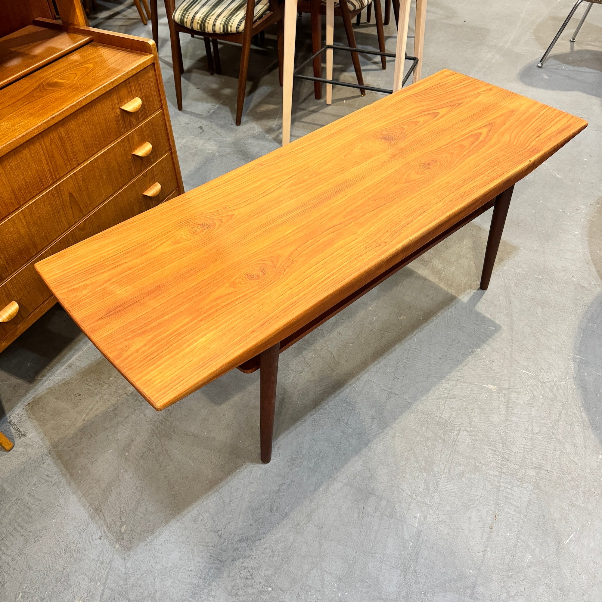 Danish Modern Surfboard Teakwood Coffee Table