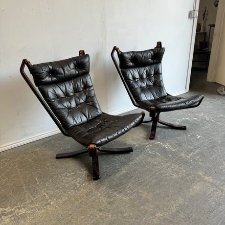 Mid-Century Falcon Chairs in Teak and Leather by Sigurd Ressell (Set of 2)