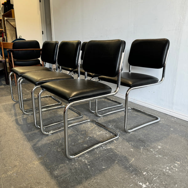 Authentic! Knoll Marcel Breuer Set of 6 Leather Cesca Chairs