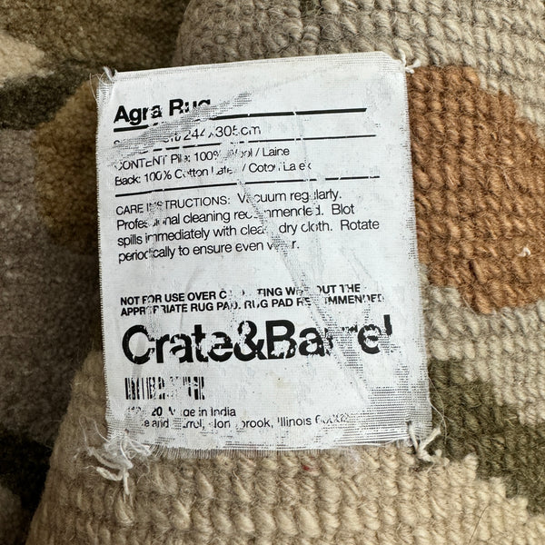 Crate and Barrel 8X10 Agra Hand Knotted Rug