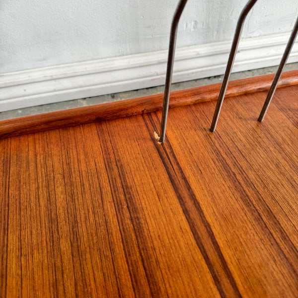 Danish Vintage teak and leather magazine trolley