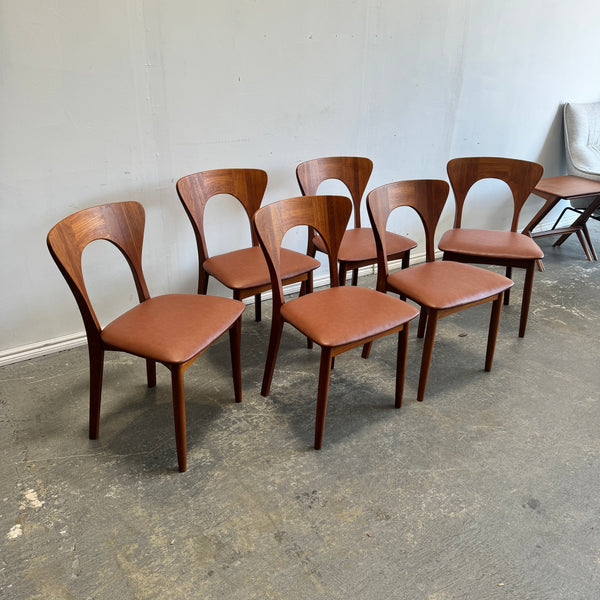 Danish Modern Niels Koefoed Set of 6 Teak Dining chairs 1960