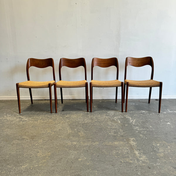 Danish Modern Niels Moller set of 4 Model 71 dining chairs