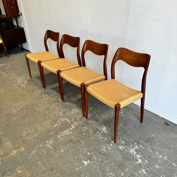 Danish Modern Niels Moller set of 4 Model 71 dining chairs